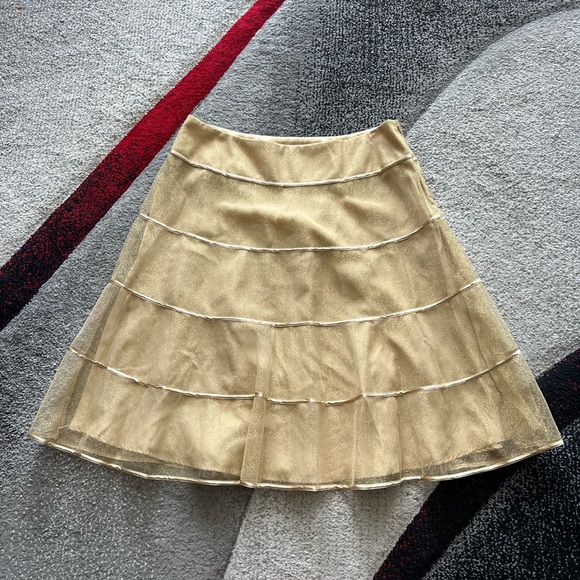 Carmen Marc Valvo Collection Gold Tulle A Line Skirt - Picture 1 of 4
